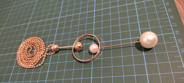 Collana catena con pendente con perla e anello