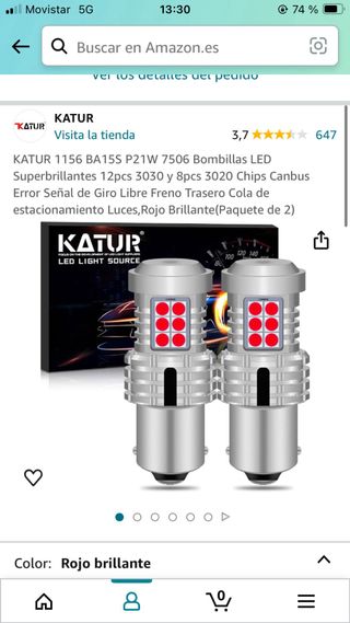 Bombillas LED P21W Rojo CANBUS