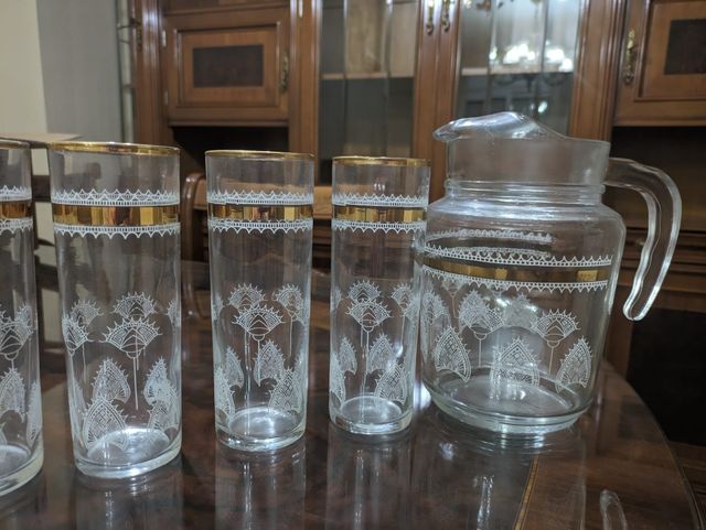 6 vaso de tubo  y jarra vintage