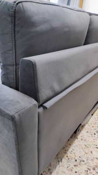 Sofá convertible terciopelo gris