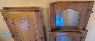 8 puertas de armario madera/cristal