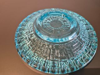 Cenicero vintage cristal azul turquesa