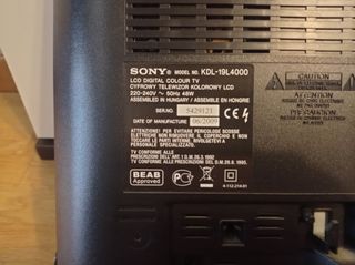 Televisión Sony Bravia 19"