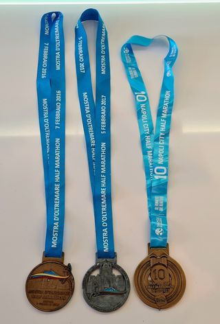 3 medaglie Mezza Maratona di Napoli 2016 2019 2023
