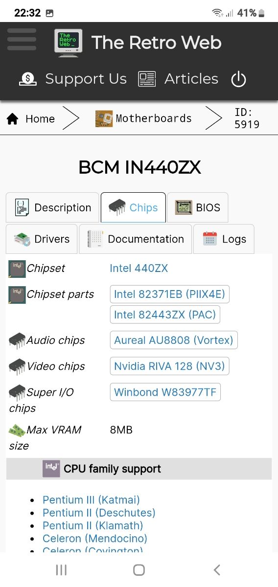 Placa base retro Toshiba y procesador