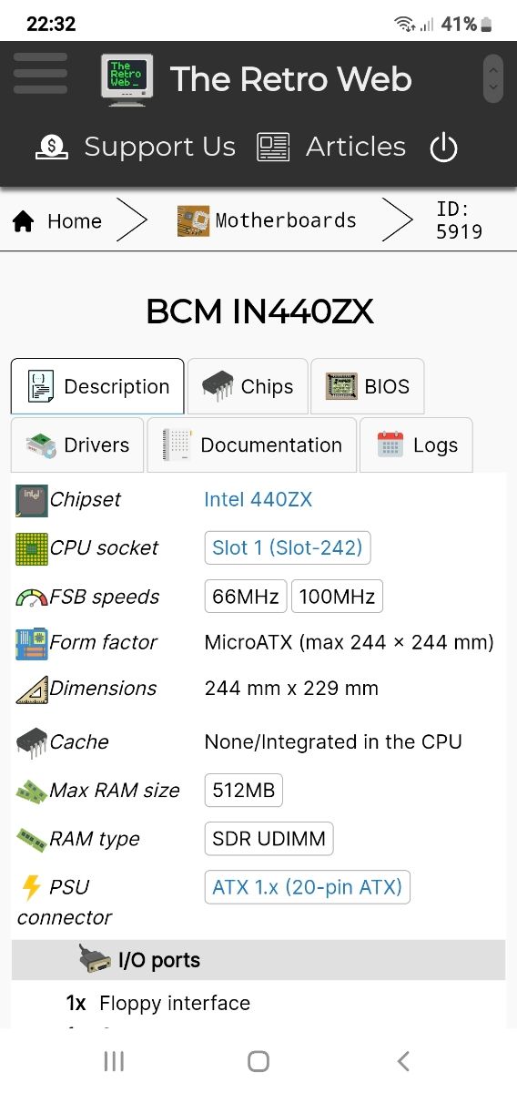 Placa base retro Toshiba y procesador