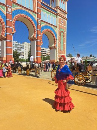 Traje de flamenca rojo. Talla 42.(Oferta)