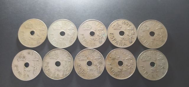 N.314. Lotto 10 monete da 25 centesimi 1927