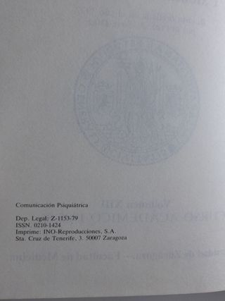 Comunicación Psiquiátrica 86. Cátedra Psiquiatría