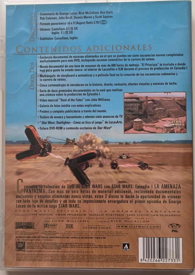 DVD STAR WARS LA AMENAZA FANTASMA