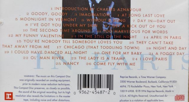 CD FRANK SINATRA AND SEXTET LIVE IN PARIS