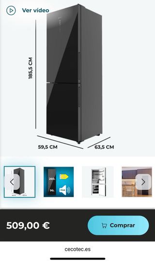 Frigorifico Bolero Combi 322 Glass Black