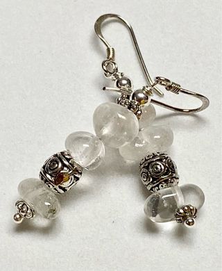 Pendientes de cristal de roca y plata de ley 925