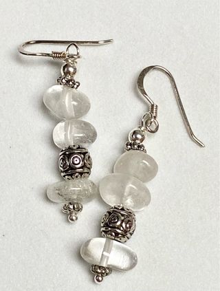 Pendientes de cristal de roca y plata de ley 925