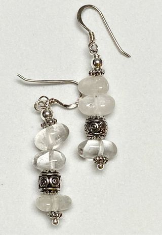 Pendientes de cristal de roca y plata de ley 925