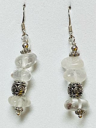 Pendientes de cristal de roca y plata de ley 925