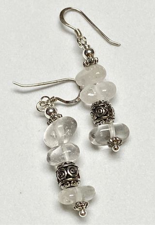 Pendientes de cristal de roca y plata de ley 925