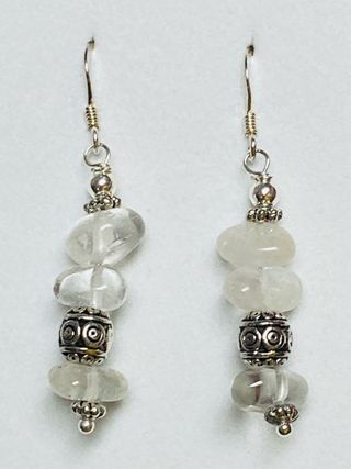 Pendientes de cristal de roca y plata de ley 925