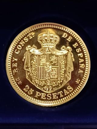 🇪🇸MONEDA DE 25 PESETAS🇪🇸 PLATA BAÑO ORO 22K