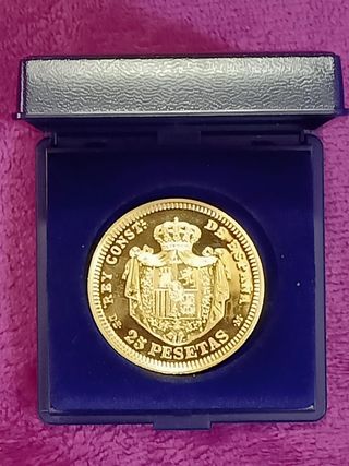 🇪🇸MONEDA DE 25 PESETAS🇪🇸 PLATA BAÑO ORO 22K