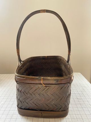 Cesta mimbre fibra natural con asa