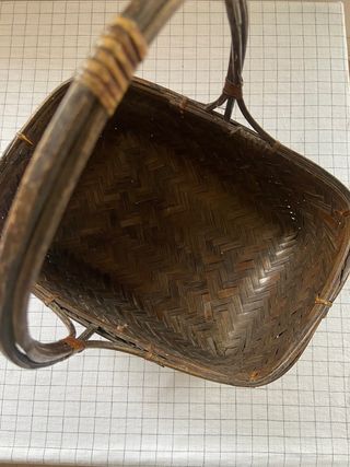 Cesta mimbre fibra natural con asa