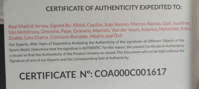 T-shirt firmata certificata Real Madrid 2012/13