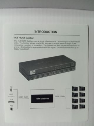 Repartidor activo HDMI 1 ent/8 sal/Spliter 4K, 3D