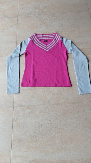 Jersey Hipnotized T.38 fucsia y gris
