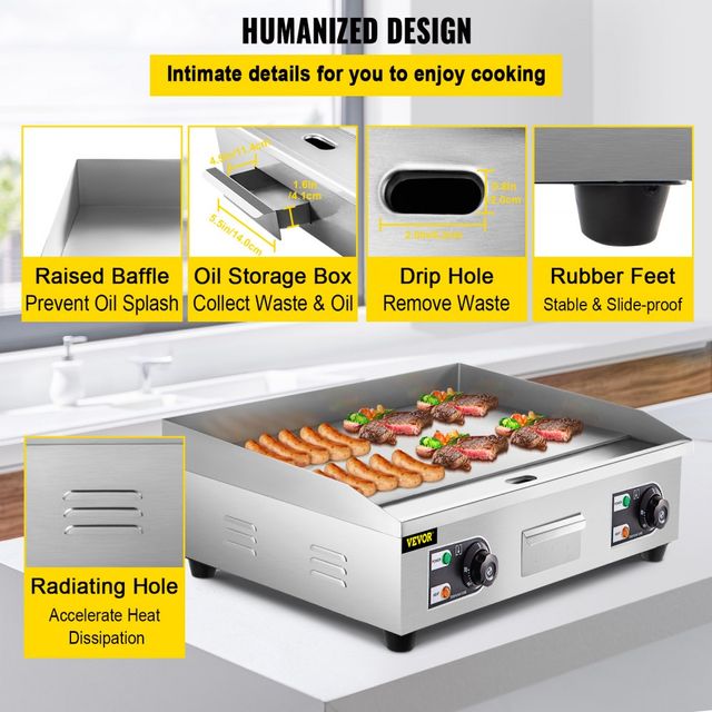Piastra Elettrica Griglia in Acciaio Inox per Carn