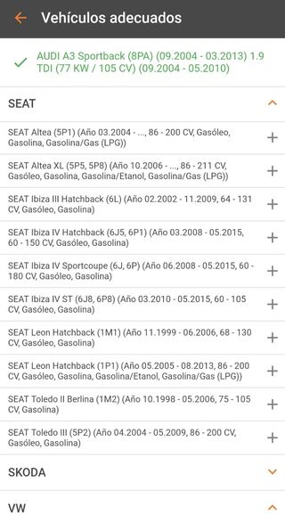 Pastillas freno delanteras Audi Seat Volkswagen 