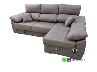 Sofá chaise longue cama con canapé deslizante