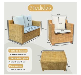 Conjunto muebles de terraza de ratan natural