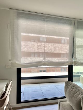 Estor plegable lino blanco