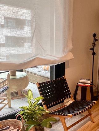 Estor plegable lino blanco