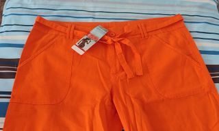 Pantaloni spiaggia Triumph arancioni lino cotone