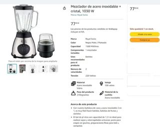 🎋➖60%🎋 Batidora de alimentos Royal Swiss 1030W