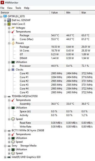 DELL OPTIPLEX 3070 MICRO I5-9500T 16 GB 256 GB NMVE
