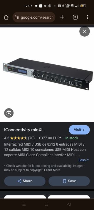 Interfaz Midi Mio XL