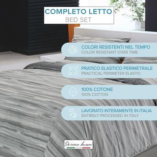 Completo Letto 1 Piazza e Mezza 100% Cotone, Compl