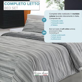 Completo Letto 1 Piazza e Mezza 100% Cotone, Compl