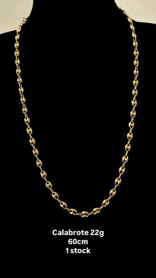 Cadena CALABROTE/ Grano café Oro 18k 17g NUEVA