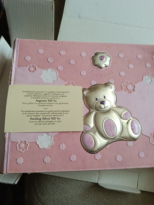 Album foto neonata con orsetto in argento