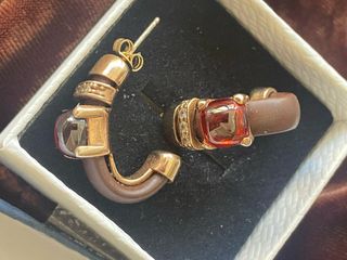 PENDIENTES ORO ROSA  14 k y CAUCHO