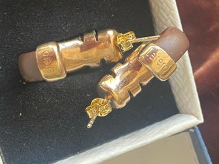 PENDIENTES ORO ROSA  14 k y CAUCHO