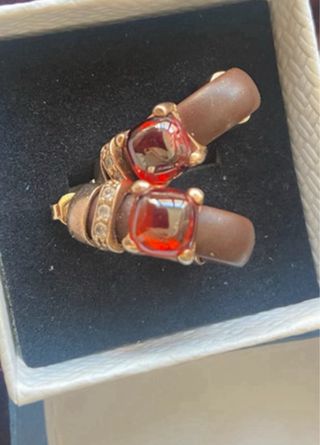 PENDIENTES ORO ROSA  14 k y CAUCHO