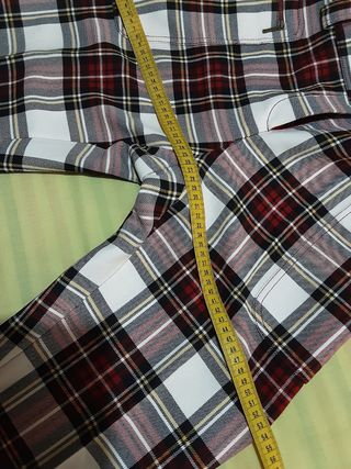 Pantalón Cortefiel M cuadros nuevo recto tela fina