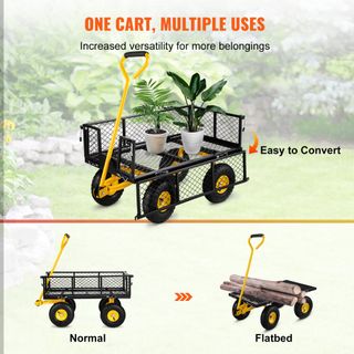 Carrello Portalegna da Giardino con 4 Ruote Capaci