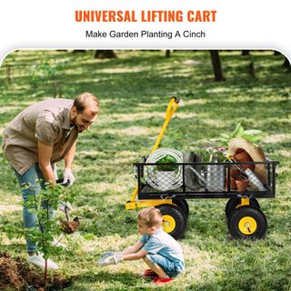 Carrello Portalegna da Giardino con 4 Ruote Capaci