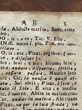 Vocabolario del 1600 latino-italiano